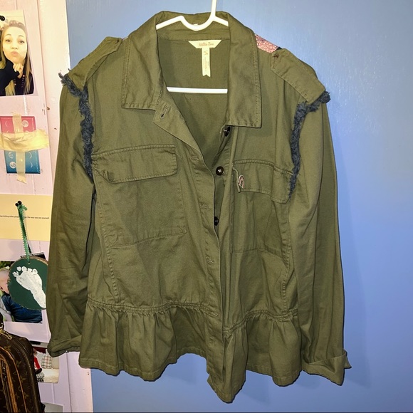 Matilda Jane Moments with you army green letterman jacket - Picture 2 of 4